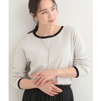 【洗濯機可/S-LL/アンサンブル可】すっきりと好印象 配色クルーネックニット