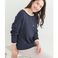 【洗濯機可/S-LL/アンサンブル可】配色クルーネックニット