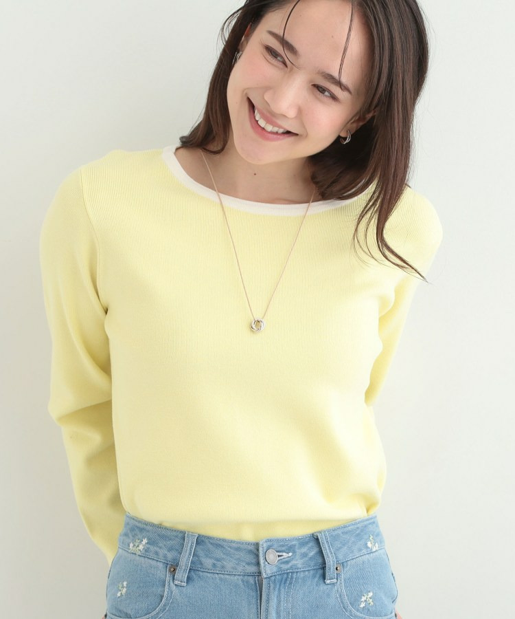 【洗濯機可/S-LL/アンサンブル可】配色クルーネックニット1