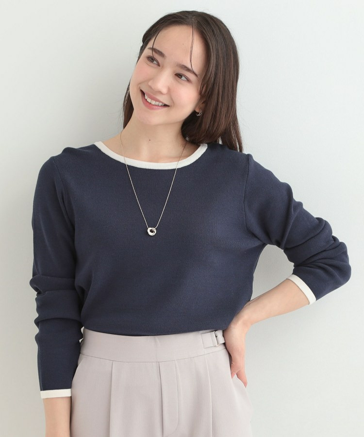 【洗濯機可/S-LL/アンサンブル可】配色クルーネックニット14