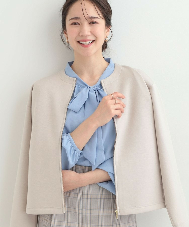 【セットアップ可能／S－LL／なめらかタッチ】ノーカラージップブルゾン