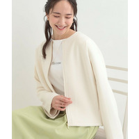 【セットアップ可能/S－LL/なめらかタッチ】大人のきれいめスタイルに ノーカラージップブルゾン