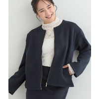 【セットアップ可/S-LL/なめらかタッチ】大人のきれいめスタイルに ノーカラージップブルゾン