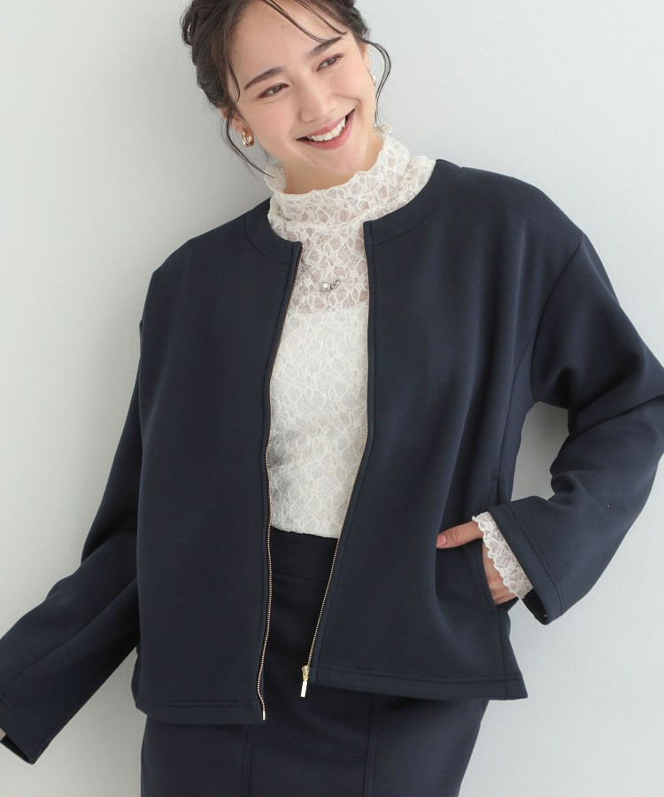 【セットアップ可能/S-LL/なめらかタッチ】ノーカラージップブルゾン1