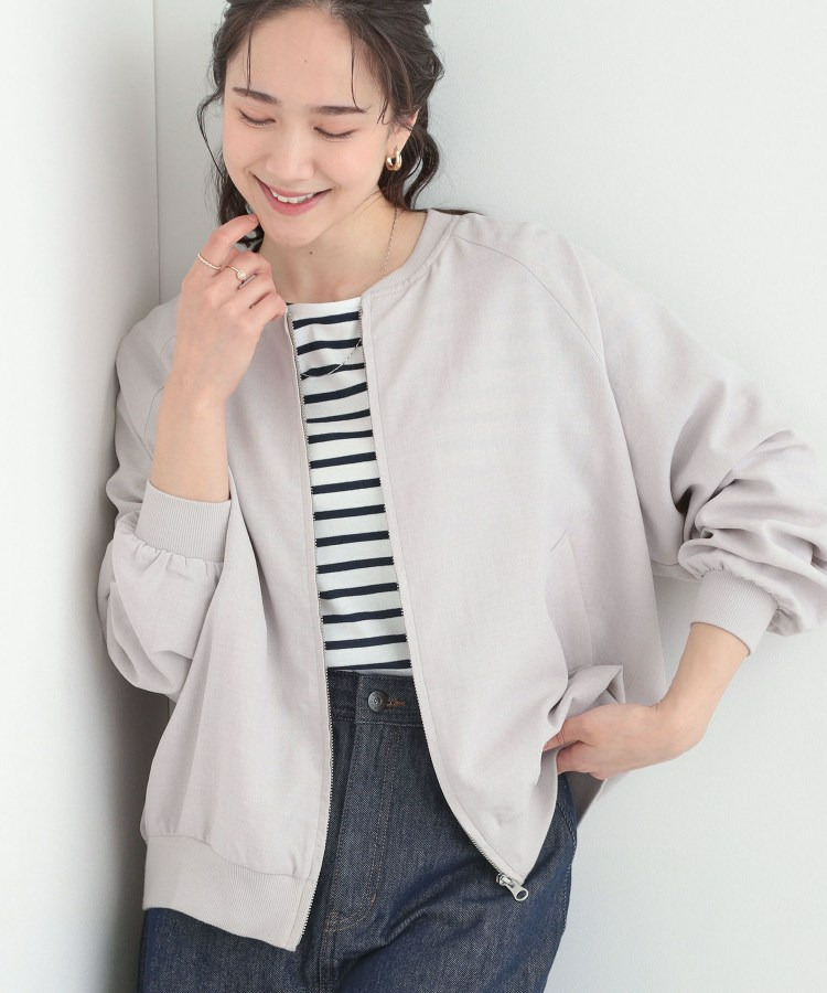 麻調リブブルゾン1