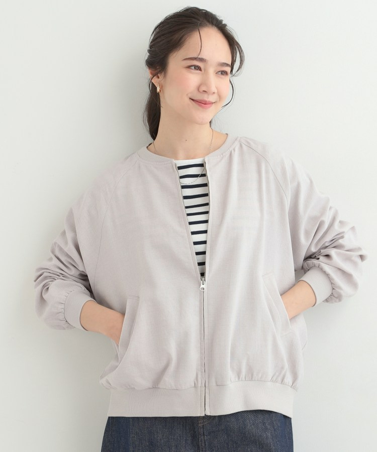 麻調リブブルゾン2
