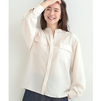 【洗濯後シワになりにくい/UV】ダブルフラップポケットバンドカラーシャツ