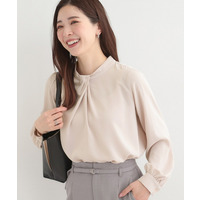 【洗濯機可/吸水速乾】ボウタイ風デザインブラウス