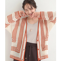 大人カジュアルなコーデに 配色クロシェ編み風カーディガン