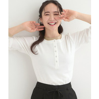 1枚でもサマになる！ レイヤード風配色 ヘンリーネック テレコロンT