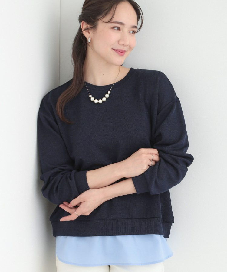 1枚でサマ見え ラメニットソーレイヤード風トップス