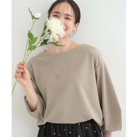 【2点セット/7分袖/S-LL】ランタンスリーブで女性らしい ネックレス付きブラウス