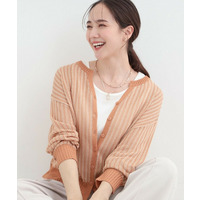 【洗濯機可/S-LL】キーネックでこなれ見え　ざっくり編みカーディガン