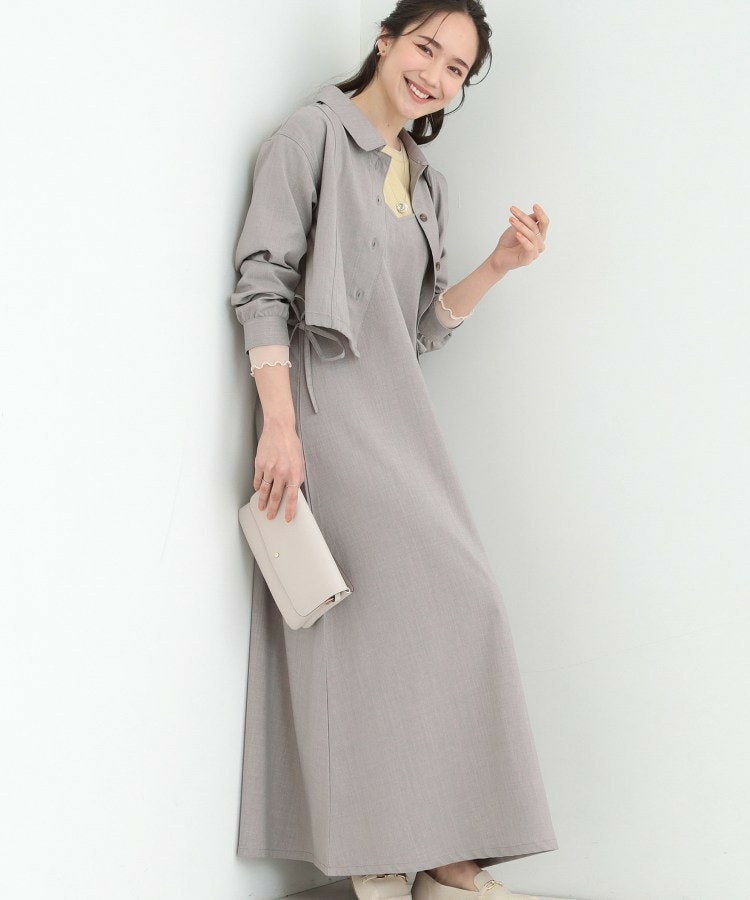 【2点セット/S-LL】おとなの抜け感 ショート丈シャツ＋キャミワンピース