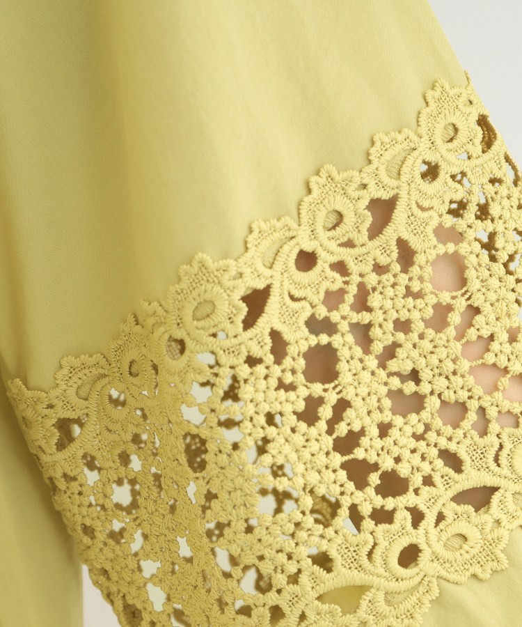 【洗濯機可/S-LL】透かし編み柄が上品な レース切り替えブラウス12