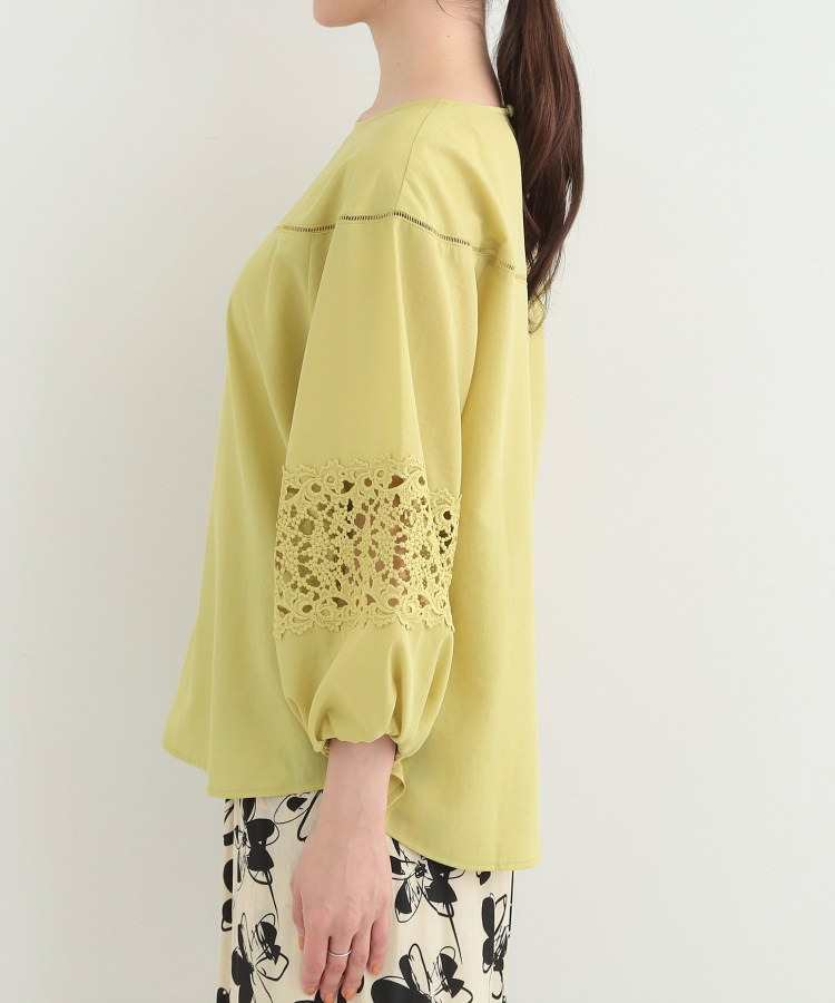【洗濯機可/S-LL】透かし編み柄が上品な レース切り替えブラウス14
