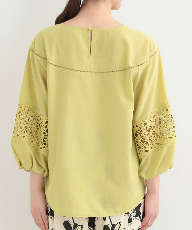 【洗濯機可/S-LL】透かし編み柄が上品な レース切り替えブラウス15