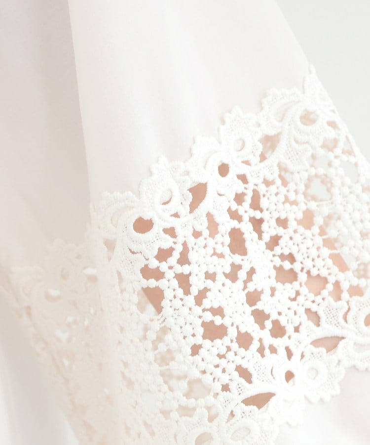 【洗濯機可/S-LL】透かし編み柄が上品な レース切り替えブラウス5