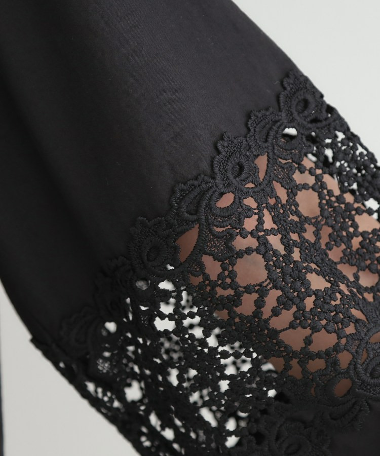 【洗濯機可/S-LL】透かし編み柄が上品な レース切り替えブラウス8