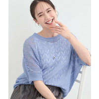 【2点セット/洗濯機可/S-LL】透かし編み柄で高級感　タンク付きドルマンニット