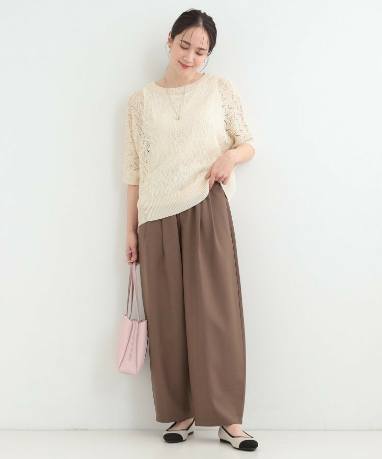 【2点セット】透かし編み柄が上品なタンク付きニットセット4