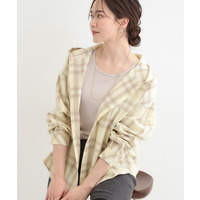 【洗濯機可/S-LL】涼しげで軽やかな フードチェックシャツ