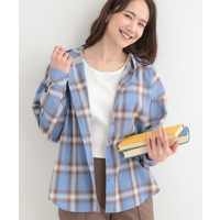 【洗濯機可/S-LL】涼しげで軽やかな フードチェックシャツ