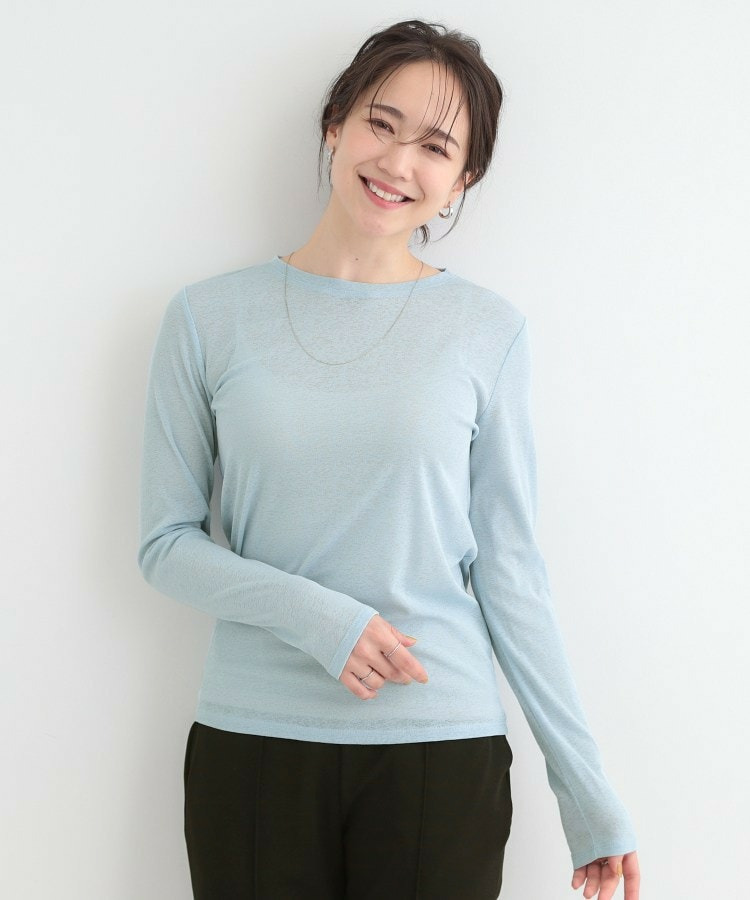 【2点セット/洗濯機可/S-LL】こなれ感あるレイヤードスタイルが即完成 シアーカーディガン+ロンT10