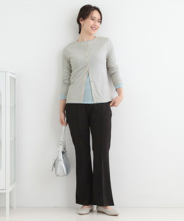 【2点セット/洗濯機可/S-LL】こなれ感あるレイヤードスタイルが即完成 シアーカーディガン+ロンT12