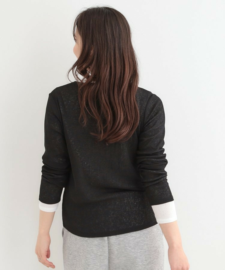 【2点セット/洗濯機可/S-LL】こなれ感あるレイヤードスタイルが即完成 シアーカーディガン+ロンT15