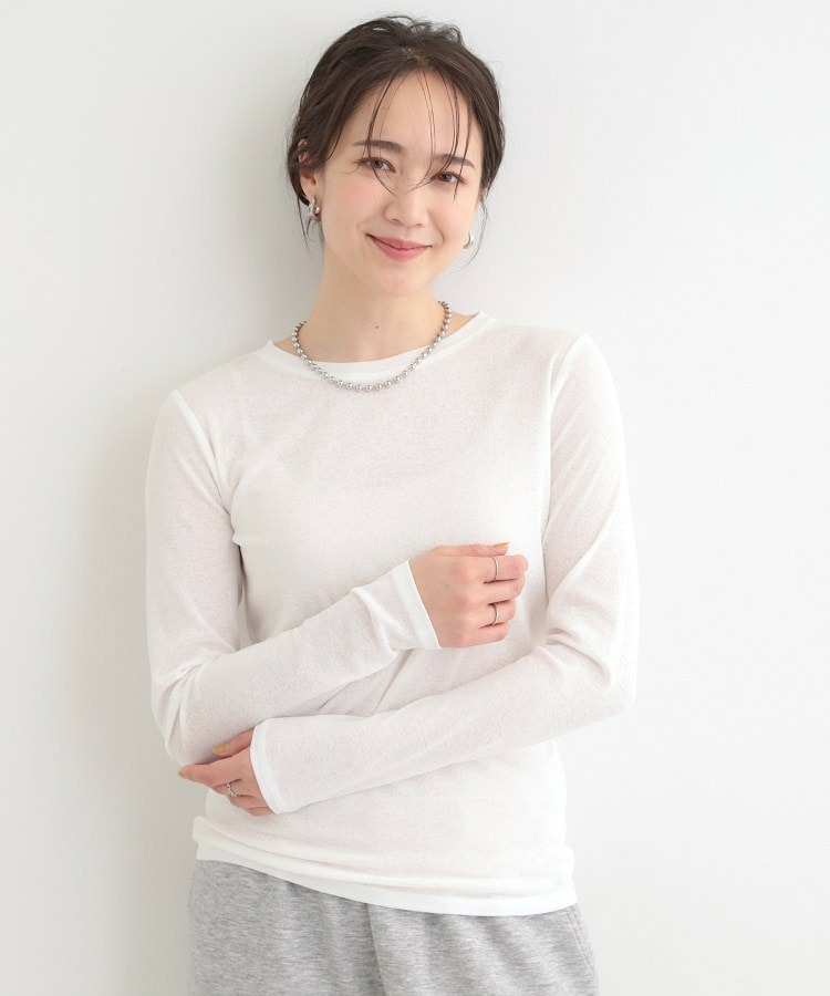 【2点セット/洗濯機可/S-LL】こなれ感あるレイヤードスタイルが即完成 シアーカーディガン+ロンT16