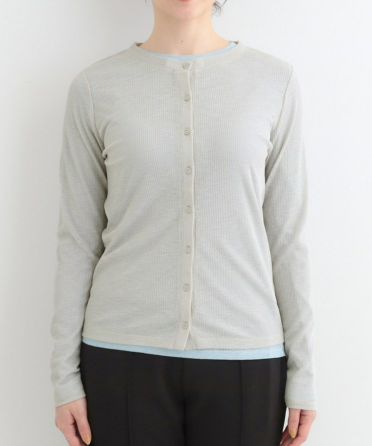 【2点セット/洗濯機可/S-LL】こなれ感あるレイヤードスタイルが即完成 シアーカーディガン+ロンT20