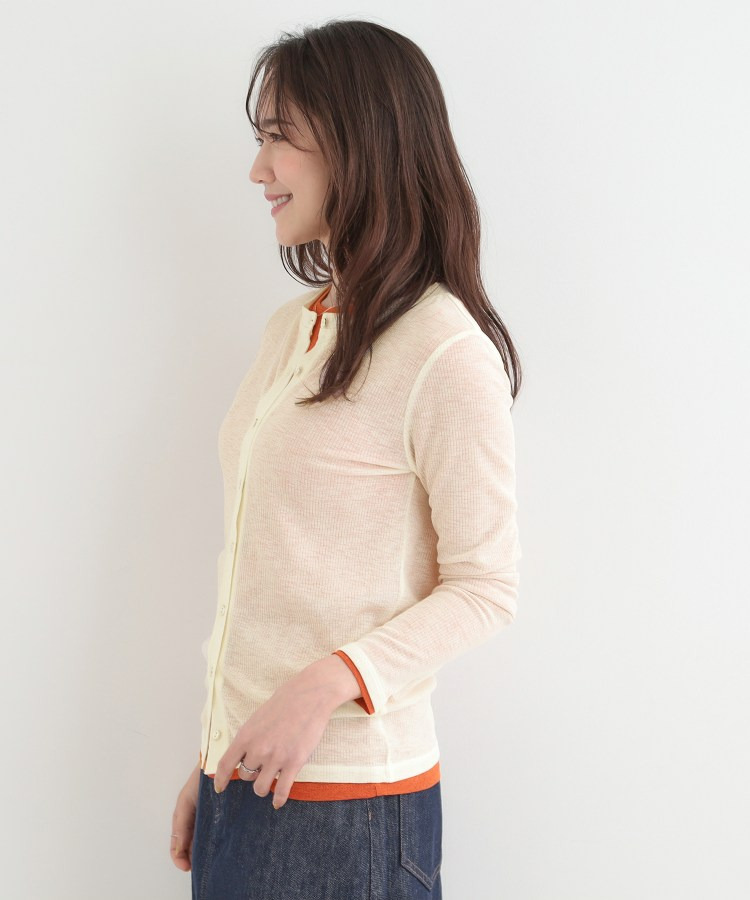 【2点セット/洗濯機可/S-LL】こなれ感あるレイヤードスタイルが即完成 シアーカーディガン+ロンT3