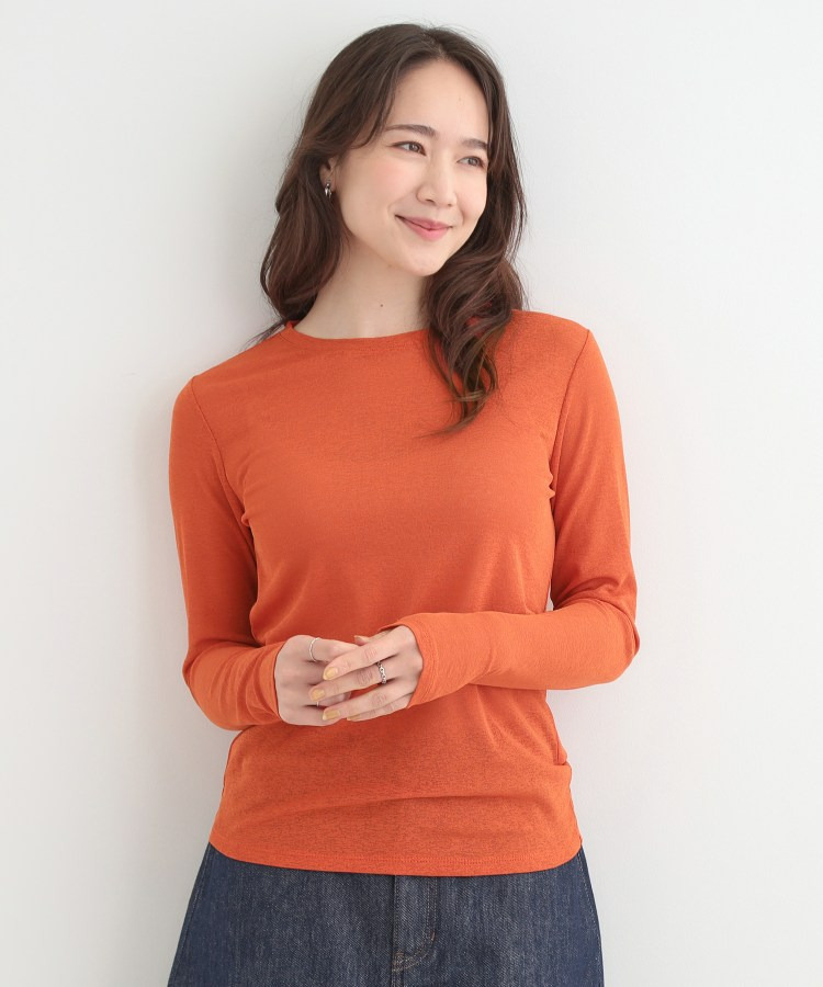 【2点セット/洗濯機可/S-LL】こなれ感あるレイヤードスタイルが即完成 シアーカーディガン+ロンT4