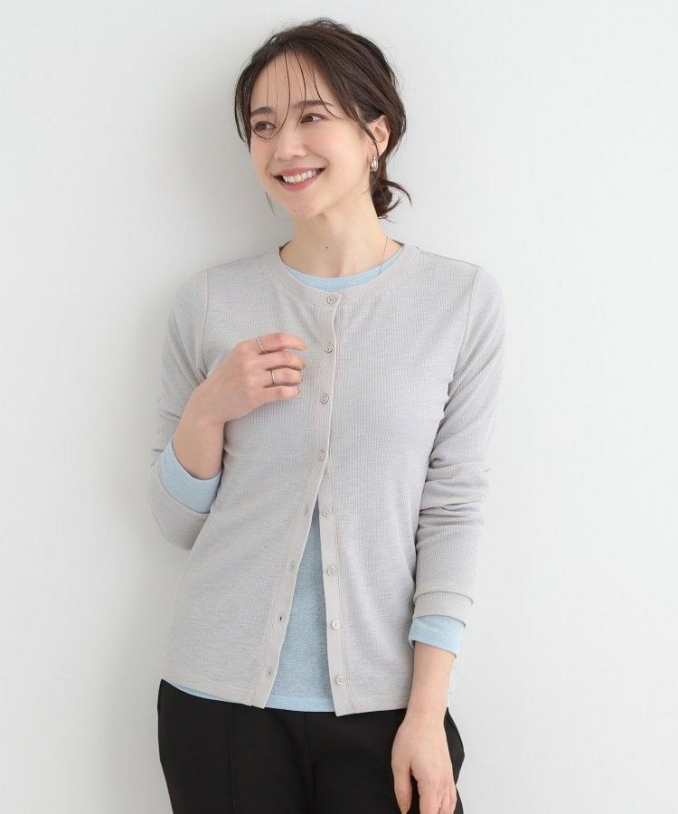 【2点セット/洗濯機可/S-LL】こなれ感あるレイヤードスタイルが即完成 シアーカーディガン+ロンT8