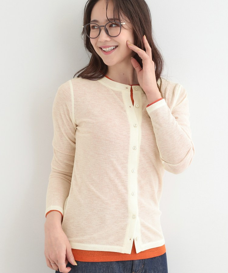 【2点セット/洗濯機可/S-LL】こなれ感あるレイヤードスタイルが即完成 シアーカーディガン+ロンT1