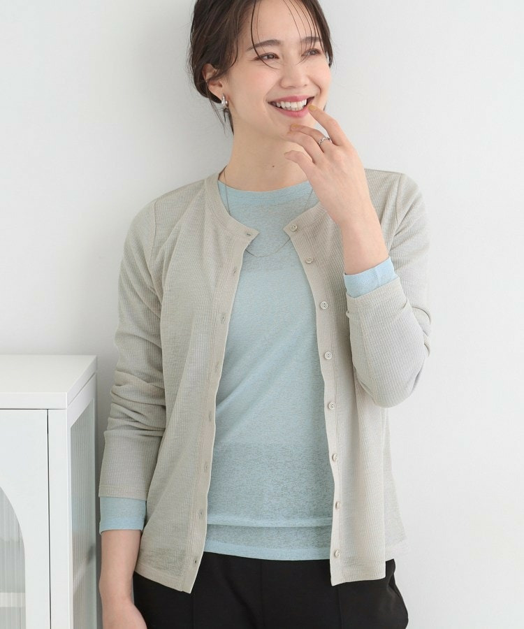 【2点セット/洗濯機可/S-LL】こなれ感あるレイヤードスタイルが即完成 シアーカーディガン+ロンT1