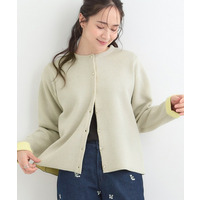 【洗濯機可/S-LL】明るい春カラー　品良くきまる 配色カーディガン