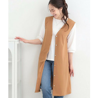 【2点セット/洗濯機可/S-LL】ジレにもなるジャンスカ+5分袖Tシャツ