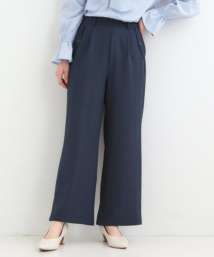 【洗濯機可/S-LL】フラップポケットがアクセント ヘリンボーンワイドパンツ10