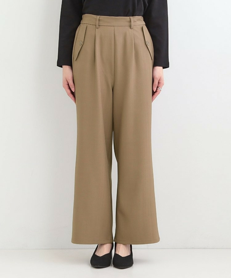 【洗濯機可/S-LL】フラップポケットがアクセント ヘリンボーンワイドパンツ14