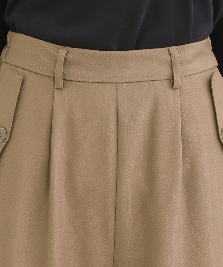 【洗濯機可/S-LL】フラップポケットがアクセント ヘリンボーンワイドパンツ17