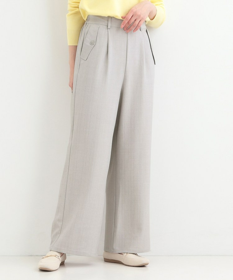 【洗濯機可/S-LL】フラップポケットがアクセント ヘリンボーンワイドパンツ2