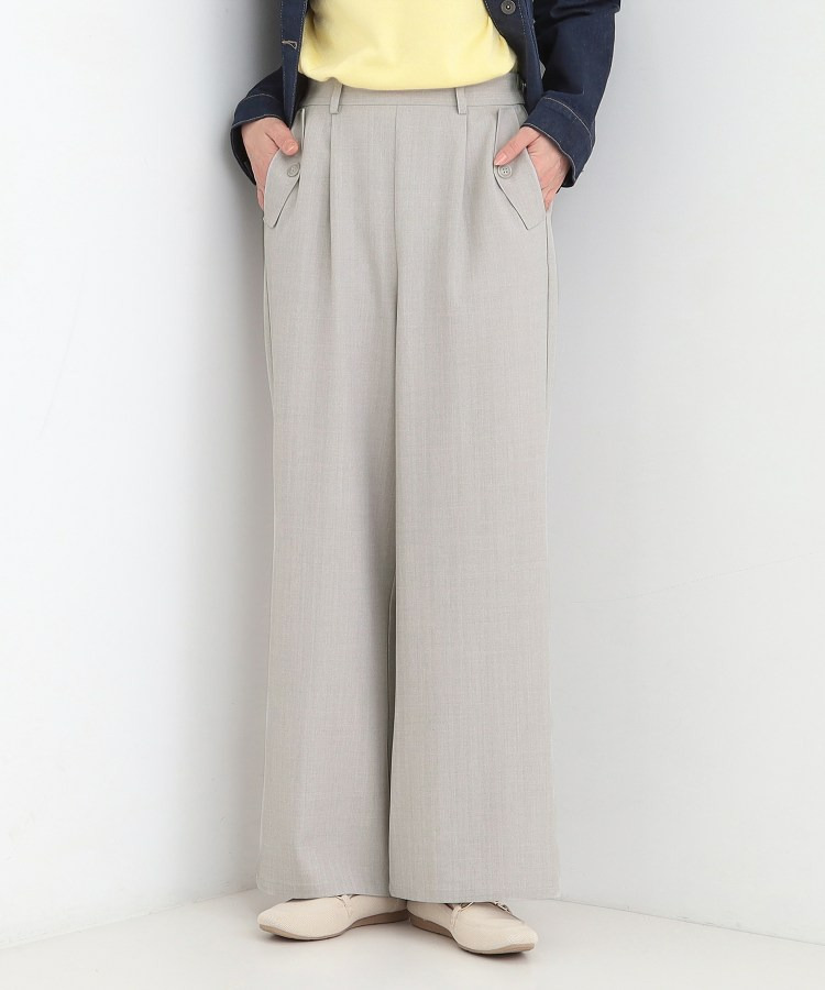 【洗濯機可/S-LL】フラップポケットがアクセント ヘリンボーンワイドパンツ1