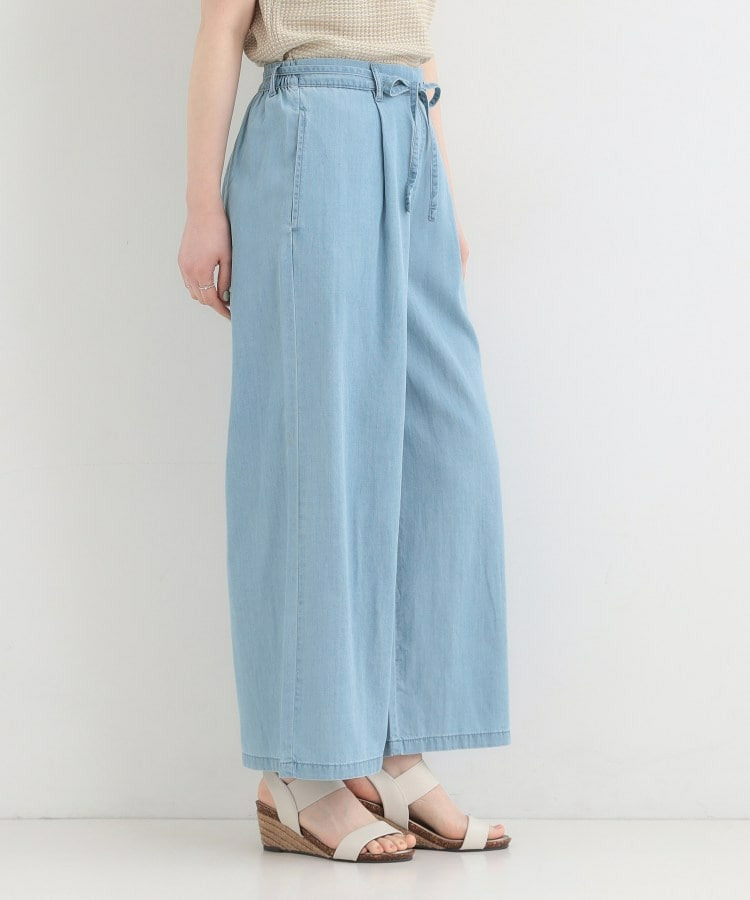 【着丈選べる/2WAY/S-LL】ウエストリボンがポイント デニムワイドイージーパンツ10