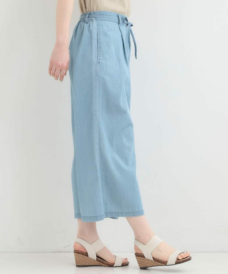 【着丈選べる/2WAY/S-LL】ウエストリボンがポイント デニムワイドイージーパンツ13