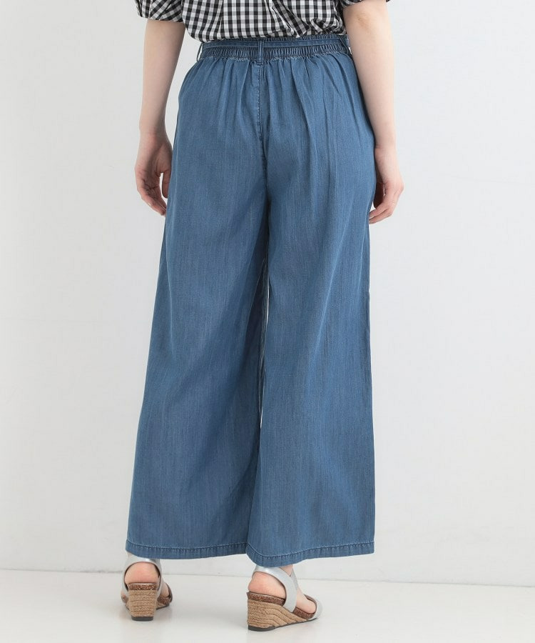 【着丈選べる/2WAY/S-LL】ウエストリボンがポイント デニムワイドイージーパンツ17