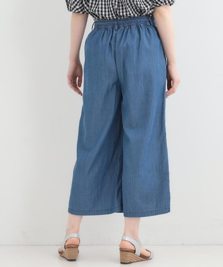 【着丈選べる/2WAY/S-LL】ウエストリボンがポイント デニムワイドイージーパンツ20