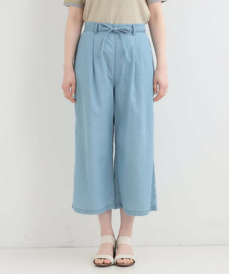 【着丈選べる/2WAY/S-LL】ウエストリボンがポイント デニムワイドイージーパンツ24