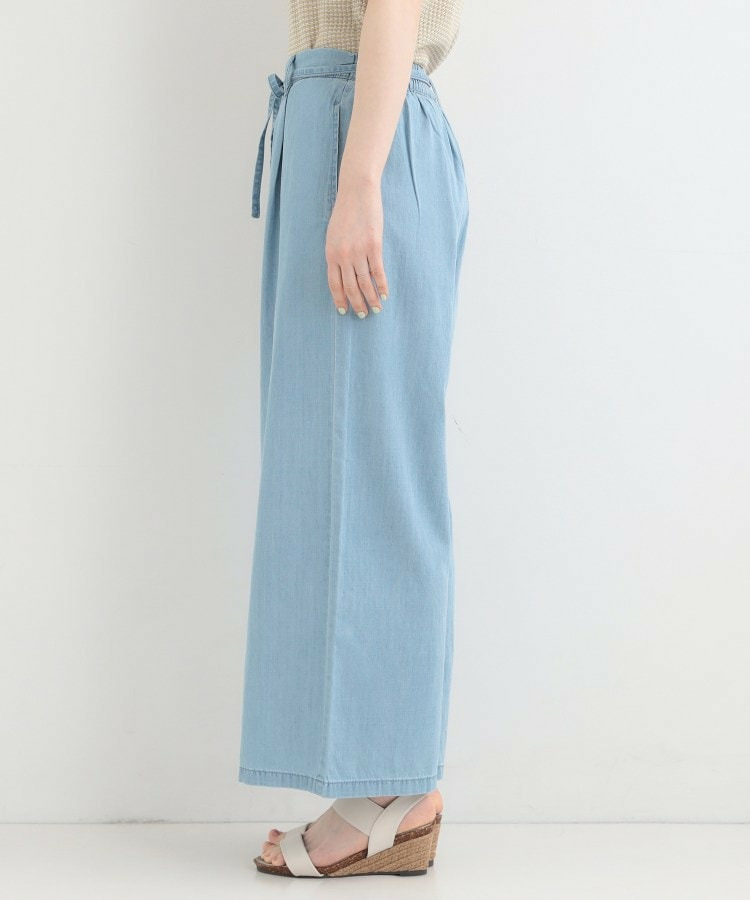 【着丈選べる/2WAY/S-LL】ウエストリボンがポイント デニムワイドイージーパンツ25